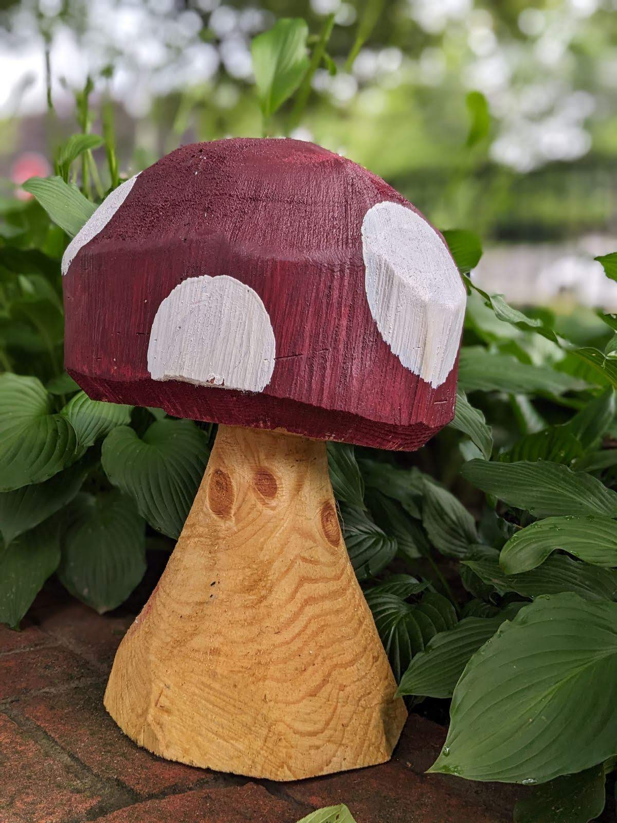 Regular Sized Chainsaw Carved Mushroom