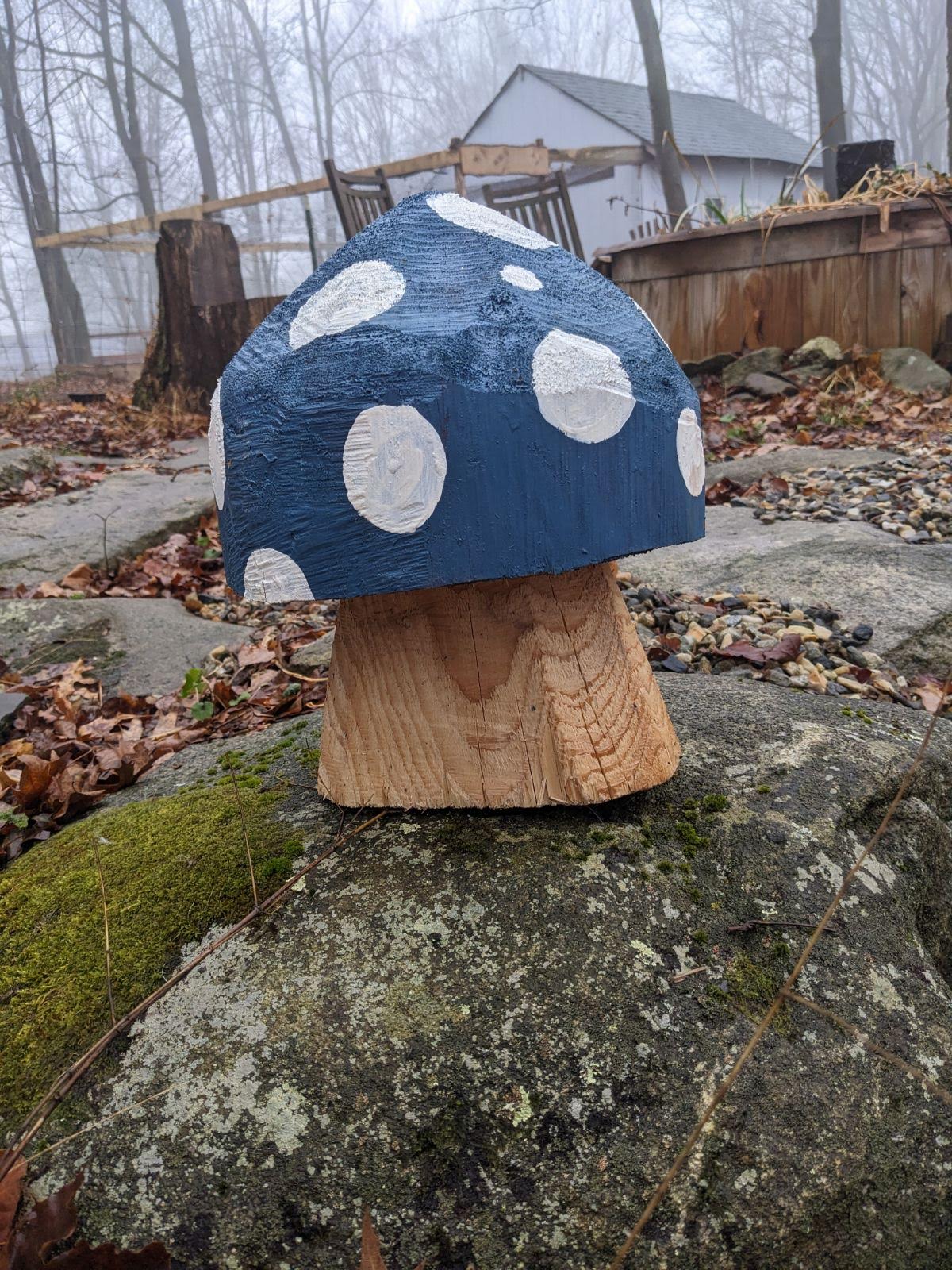 Mini Chainsaw-Carved Mushroom