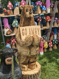 6ft Tall Chainsaw Carved Bear with Welcome/Go Away Sign *One-of-One*