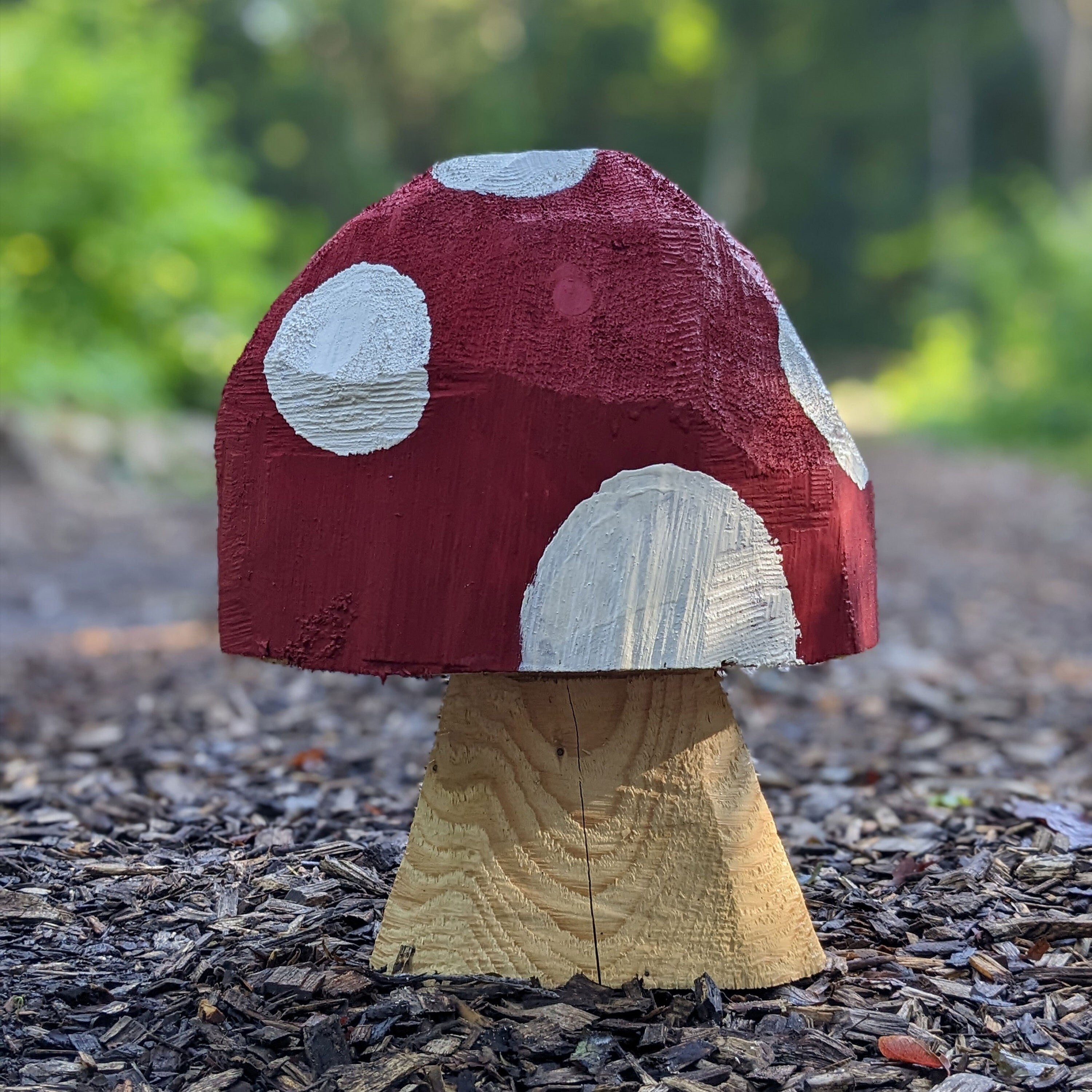Regular Sized Chainsaw Carved Mushroom