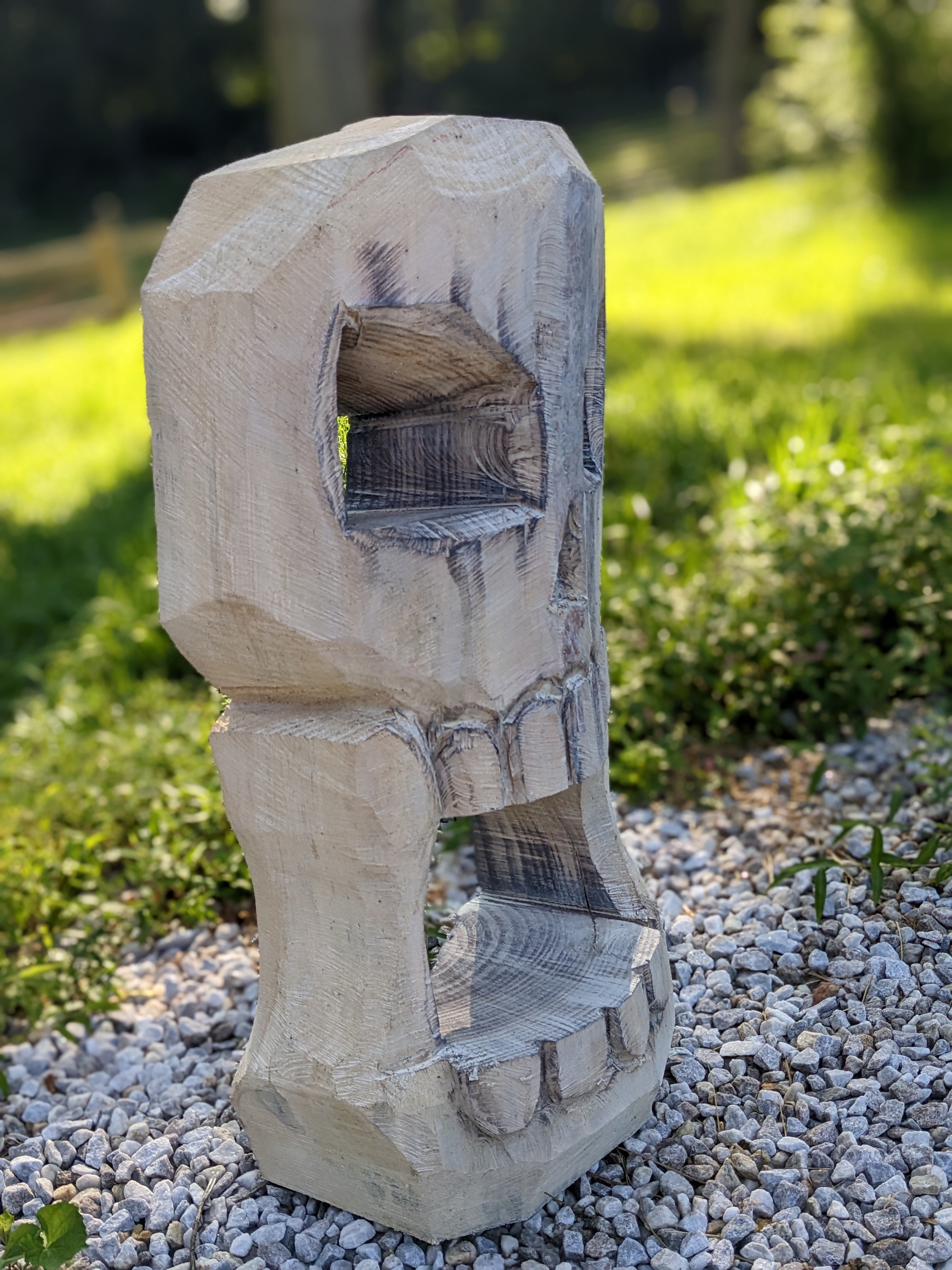 Chainsaw Carved Skull - 32" Tall